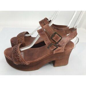 Bed Stu Kenya Platform Sandals Women's 11 Bown Leather Buckle Chunky Gladiator